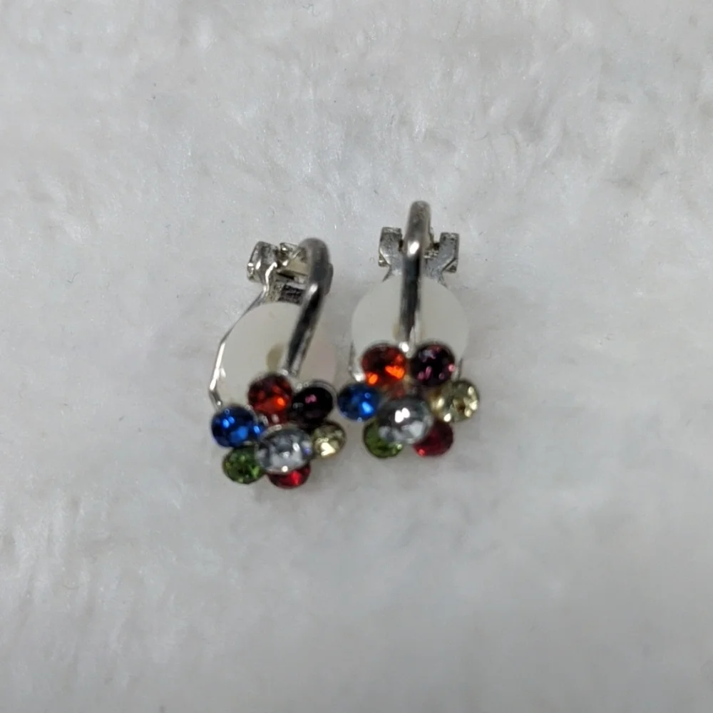 Vintage Clip On Earrings Lot Dolphin Blue Bead &  Rhinestone Y2K Coastal